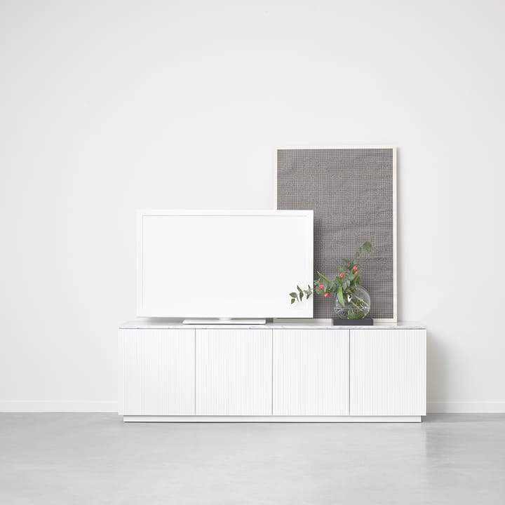 Beam sideboard, lichtgrijs, lichtgrijs onderstel, blad van carrara marmer A2