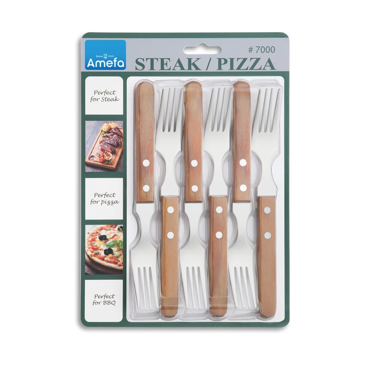 Pizza grillvork 6-pack, Eik Amefa