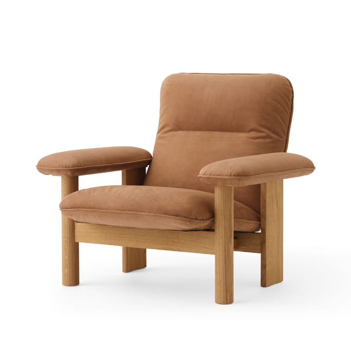 Brasilia fauteuil - leer dunes camel 21004 bruin, eikenhouten onderstel - Audo Copenhagen