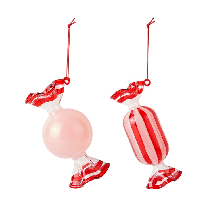 Candy kerstboomhanger glas 2-delig - Dusty pink - Broste Copenhagen