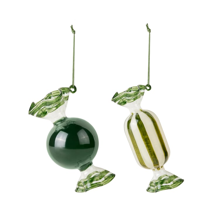 Candy kerstboomhanger glas 2-delig - Forest green - Broste Copenhagen