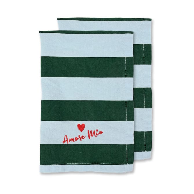 Love servet 45x45 cm 2-pack - Groen-lichtblauw - Byon