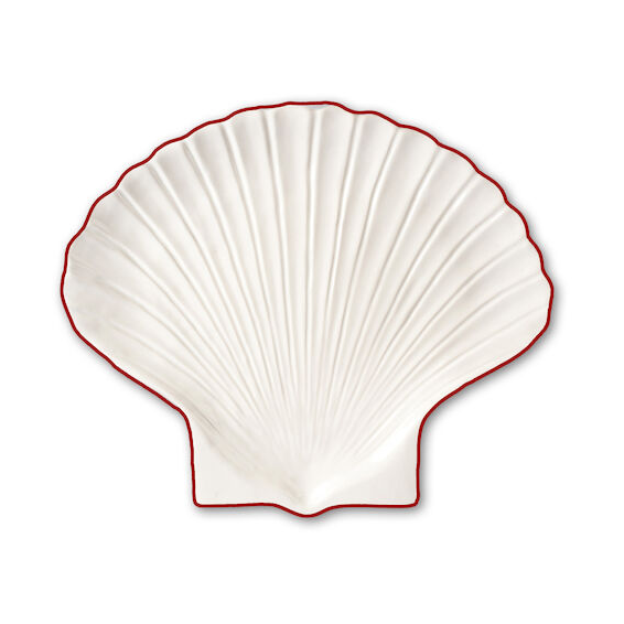 Byon Shell Line schoteltje S 13x16 cm Wit-rood