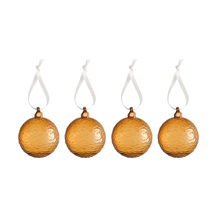 Gry Marble kerstbal Ø8 cm 4-pack - Cognac - Cooee Design