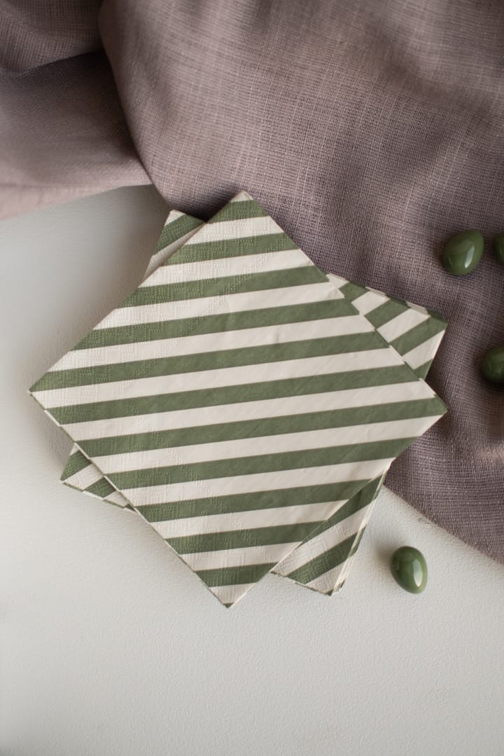 Stripe papieren servet 33x33 cm 20-pack, Green DBKD