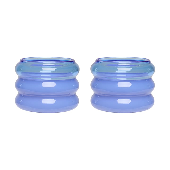 Bubble waxinelichtjeshouder Ø5,6 cm 2-pack - Blue-milky blue - Design Letters