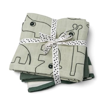 Deer Friends washandje 3-pack - Green - Done by deer