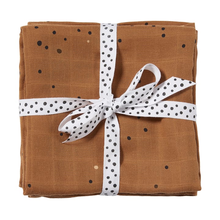 Dreamy Dots hydrofiele doek 120x120 cm 2-pack - Mustard - Done by deer