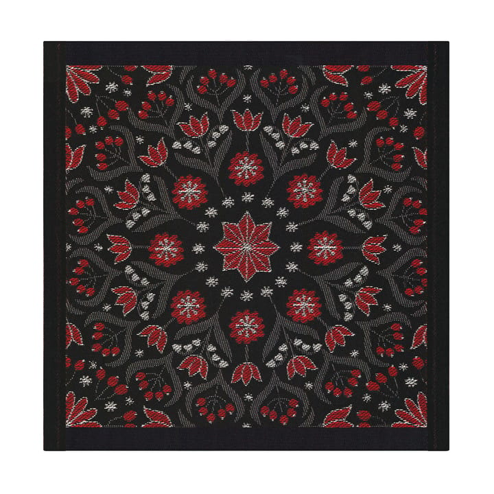 Bettys jul servet 35x35 cm - Rood-zwart - Ekelund Linneväveri