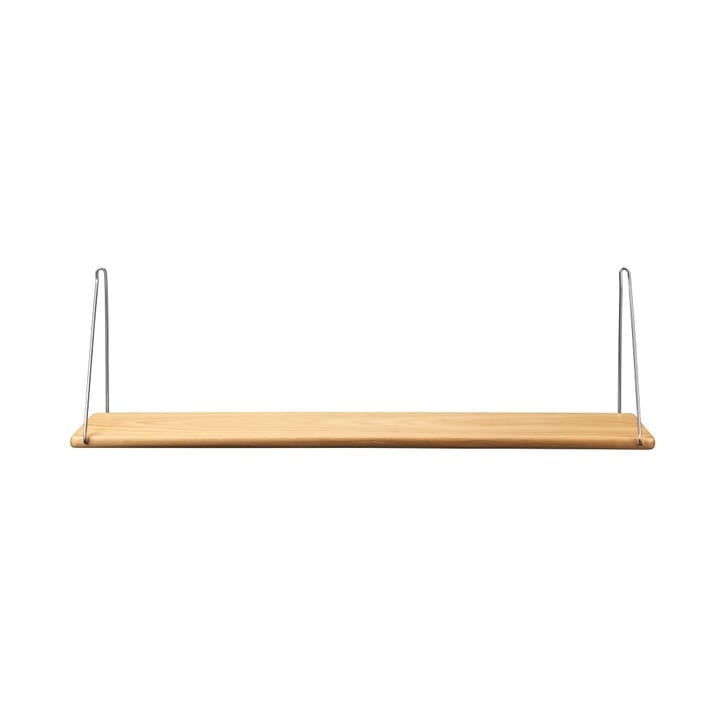 B145 Shelf w/brackets plank, 20x90 cm oak nature-brushed stainless FDB Møbler