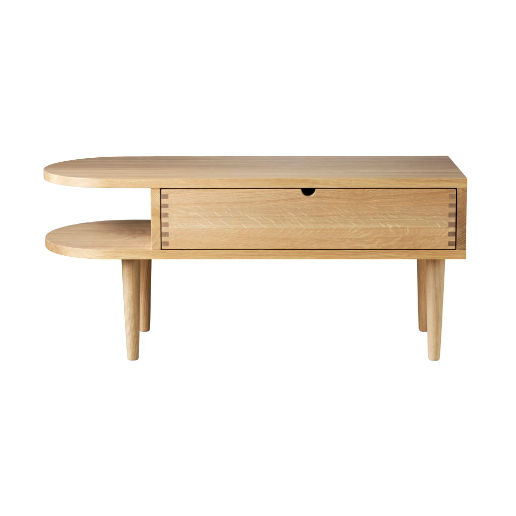 FDB Møbler F24 Radius bank Oak nature lacquered 35x90 cm