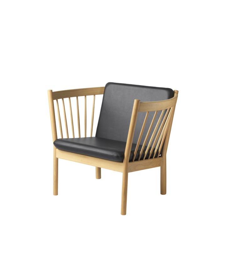 J146 Armchair lounge stoel - Oak nature lacquered-black leather - FDB Møbler
