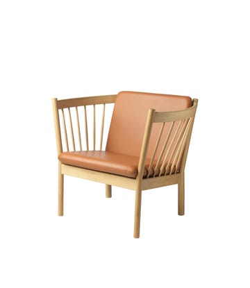 J146 Armchair lounge stoel - Oak nature lacquered-cognac leather - FDB Møbler