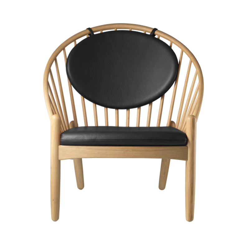 FDB Møbler J166 Jørna stoel Oak nature lacquered-black leather