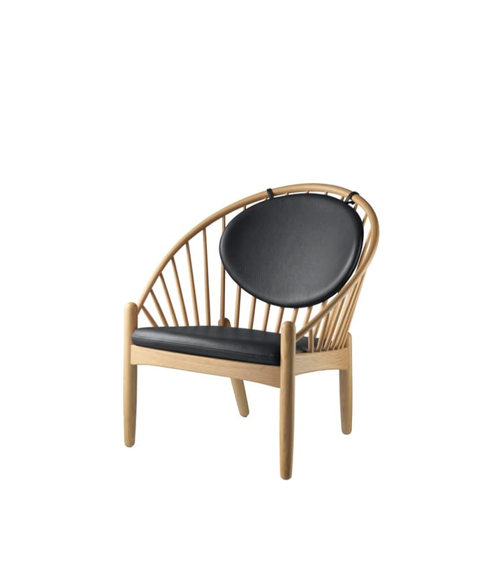 J166 Jørna stoel - Oak nature lacquered-black leather - FDB Møbler