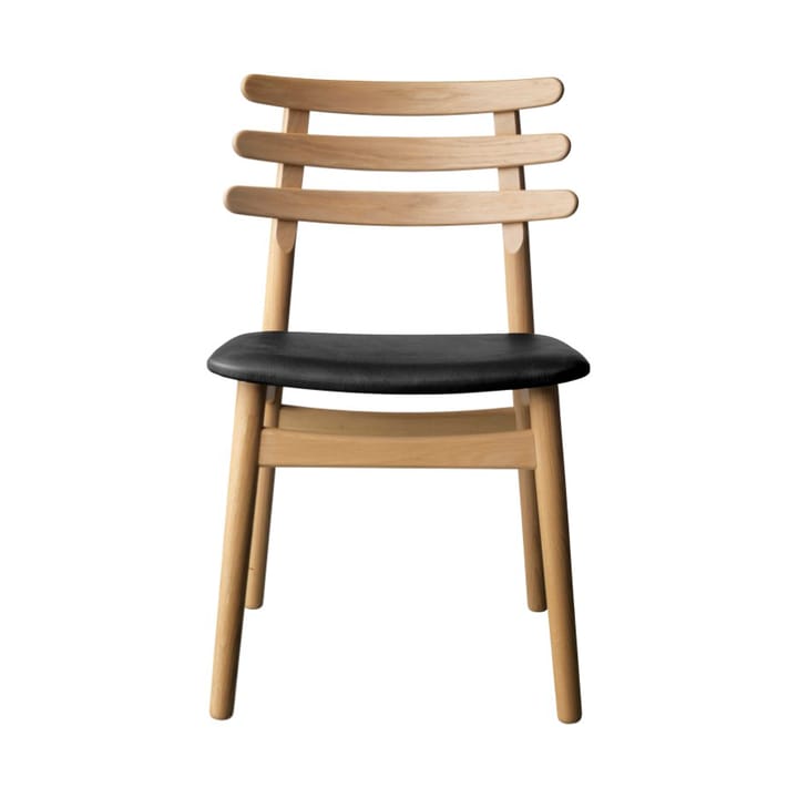 J48 stoel - Oak nature lacquered-black leather - FDB Møbler