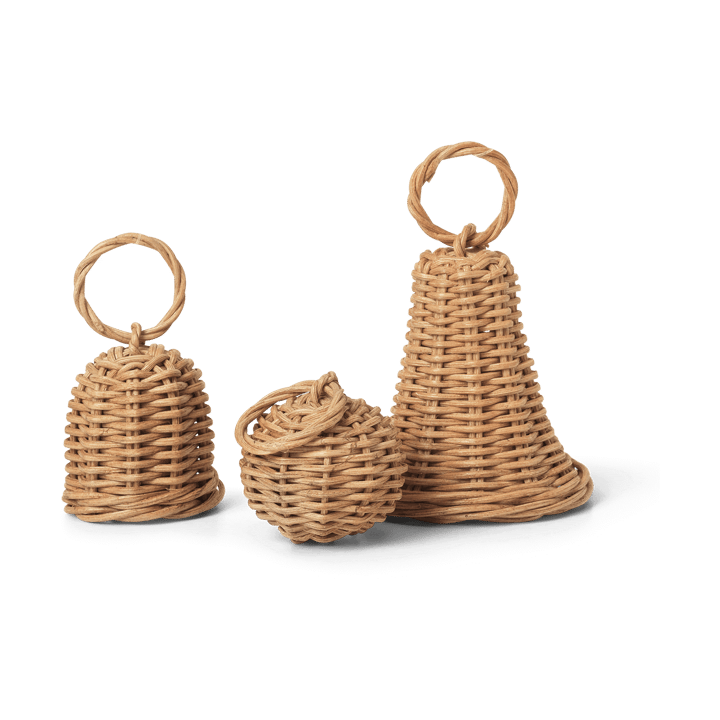 Braided Bell Baubles kersthanger 3-pack - Natural - Ferm LIVING