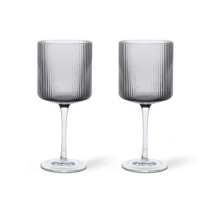 Ripple rodewijnglas 32,5 cl 2-pack - Smoked grey - ferm LIVING