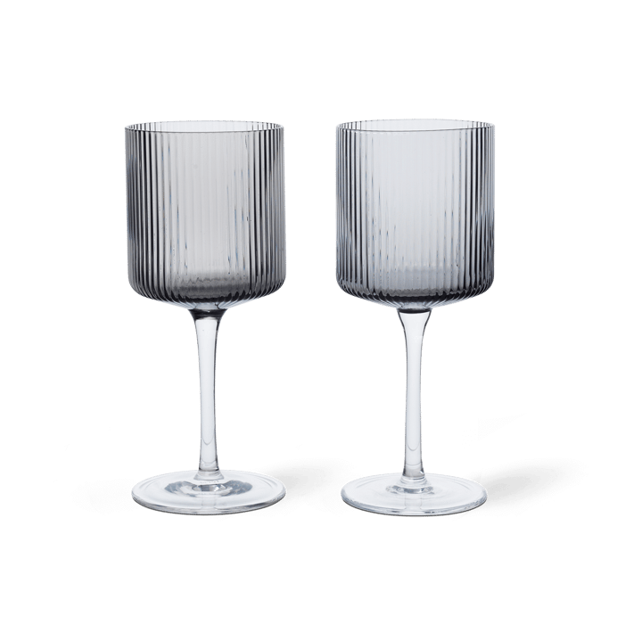 Ripple wittewijnglas 26 cl 2-pack - Smoked grey - ferm LIVING