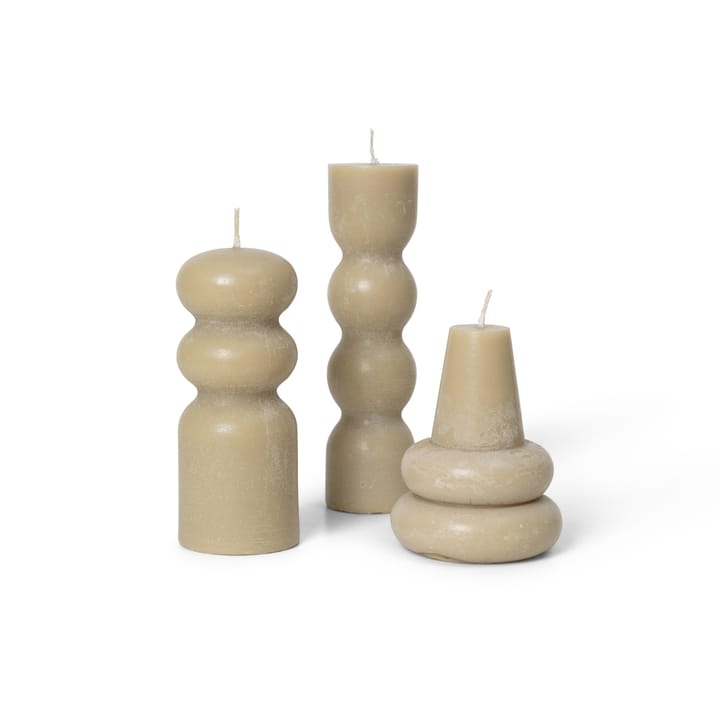 Torno kaarsen 3-pack Ø4 cm - Sand - ferm LIVING