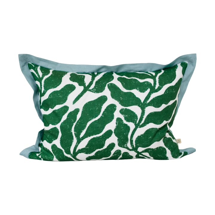 Leaves kussenhoes met accentkleur rand 48x68 cm - Green-blue - Fine Little Day