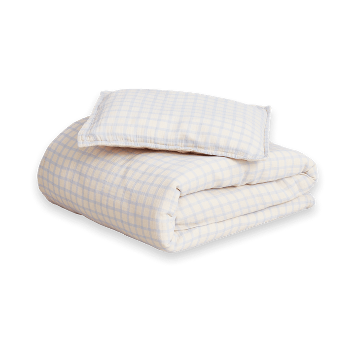 Gingham Sky Blue Muslin beddengoed baby  - 70x80 cm/28x35 cm - Garbo&Friends