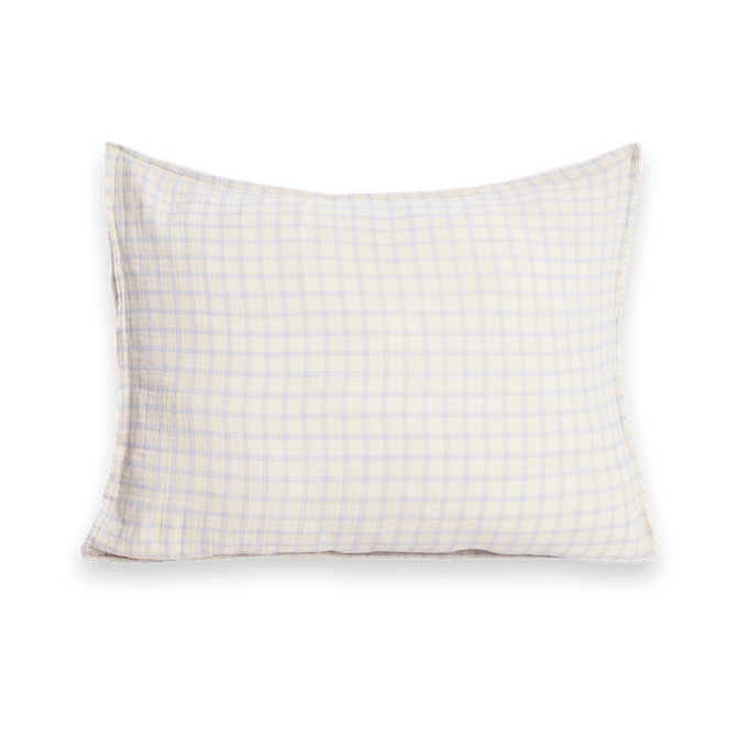 Gingham Sky Blue Muslin kussensloop - 50x60 cm - Garbo&Friends