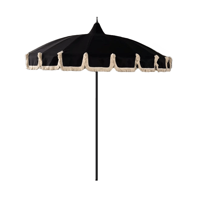 Garden Glory parasol, Black fringe Garden Glory