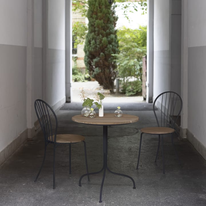 Akleja tafel Ø65cm - Teak-donkergrijs frame - Grythyttan stalen meubelen