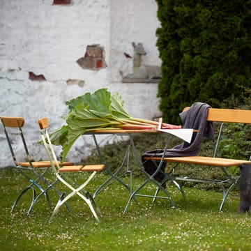 Bryggeri bank - Teak-verzinkt frame - Grythyttan stalen meubelen