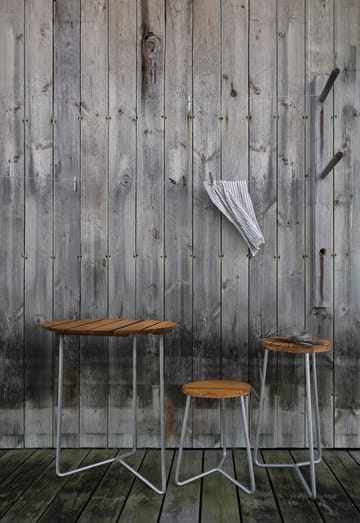 Table 6B tafel Ø60 cm - Onbehandeld teak - gegalvaniseerde poten - Grythyttan stalen meubelen