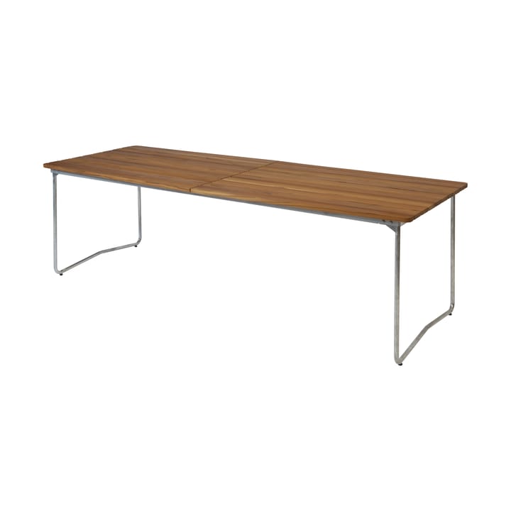 Table B31 eettafel 230 cm, Onbehandeld teak - gegalvaniseerde poten Grythyttan stalen meubelen