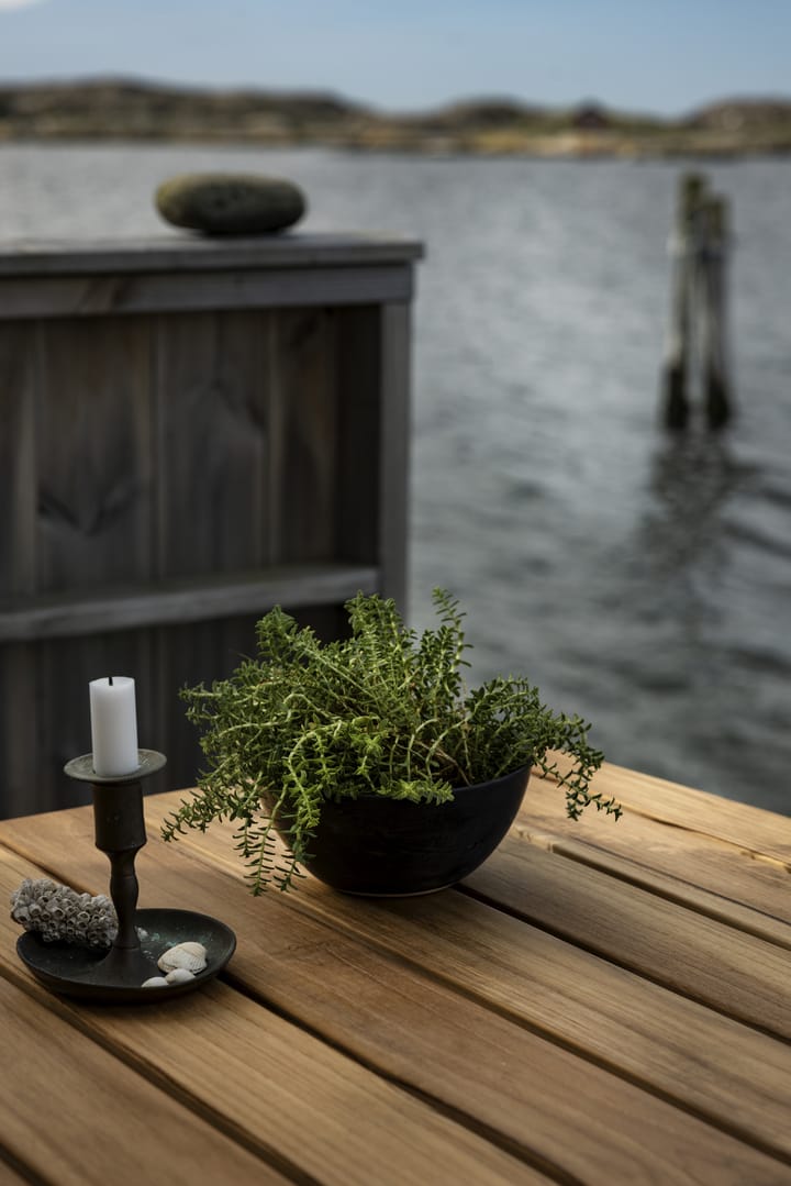 Table B31 eettafel 230 cm, Onbehandeld teak - gegalvaniseerde poten Grythyttan stalen meubelen