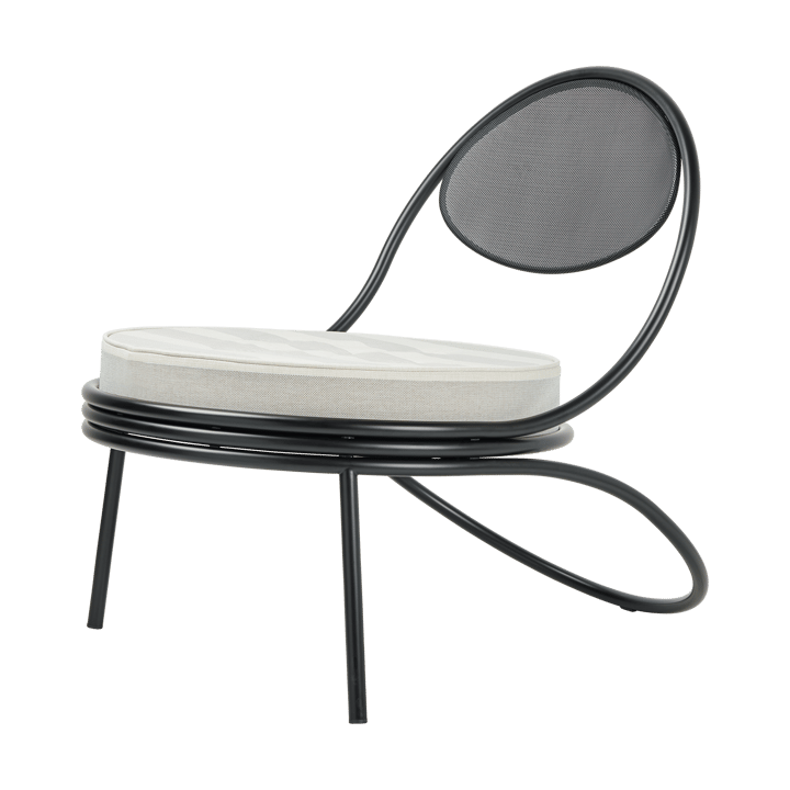 Copacabana Outdoor Lounge Chair gestoffeerde zitting - Leslie stripe limonta 020-zwarte poten - GUBI