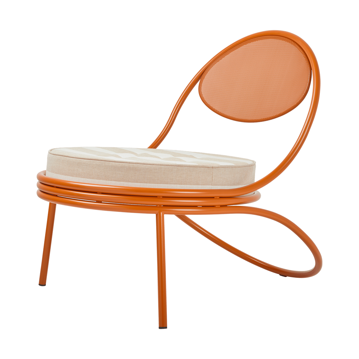 GUBI Copacabana Outdoor Lounge Chair gestoffeerde zitting Leslie stripe limonta 040-international orange