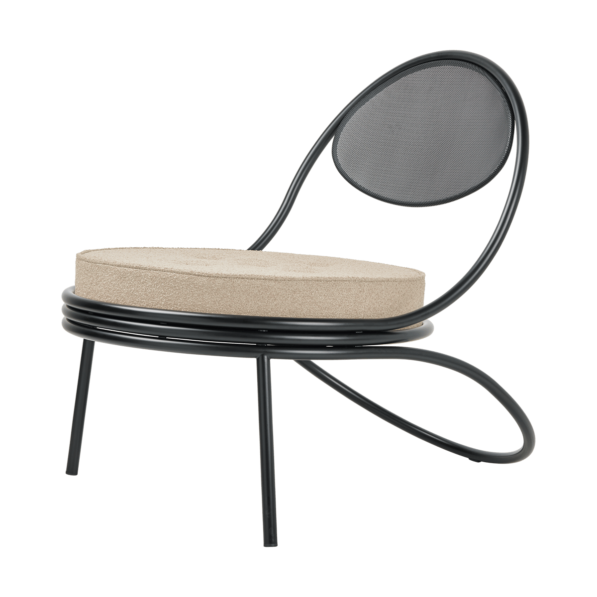 GUBI Copacabana Outdoor Lounge Chair gestoffeerde zitting Lorkey limonta 41-zwarte poten