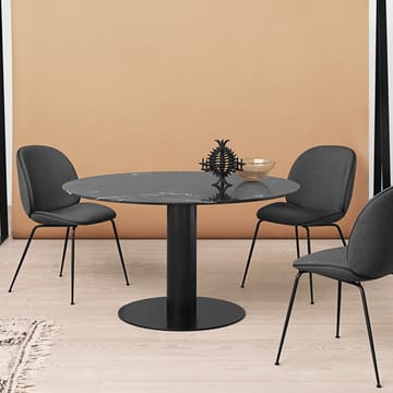 Gubi 2.0 eettafel - marble black, ø110, zwart onderstel - GUBI