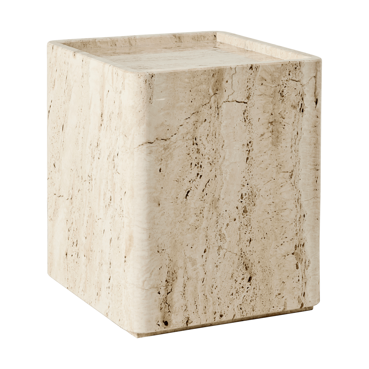 GUBI Pietra bijzettafel 33x33x40 cm Neutral white travertine