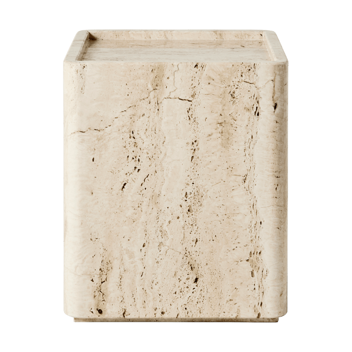 Pietra bijzijttafel 33x33x40 cm, Neutral white travertine GUBI