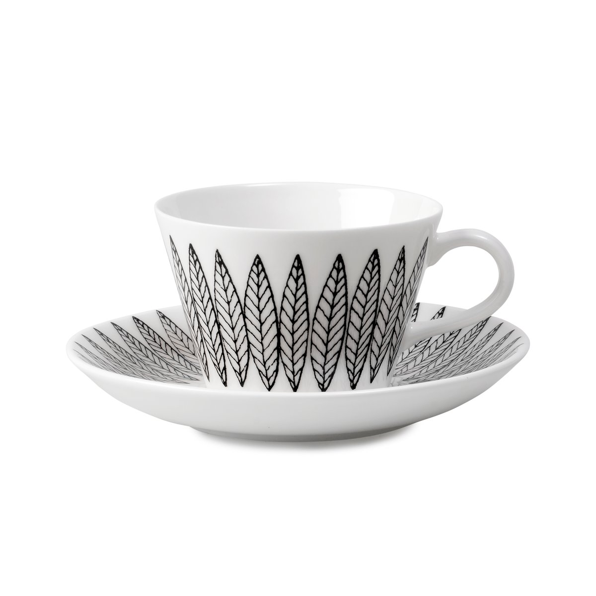 Gustavsbergs Porslinsfabrik Svart Salix koffieset kegel Koffiekop + schotel