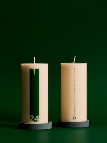 Calendar kaars en kaarsenhouder 6,8 cm - Delicate Off white-black-green - HAY