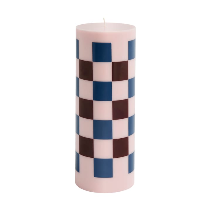 Column Candle  blokkaars large 25 cm - Pink-bordeaux-dark blue check - HAY