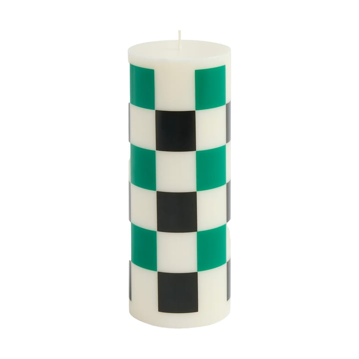 Column Candle blokkaars medium 20 cm - Off white-green-black check - HAY