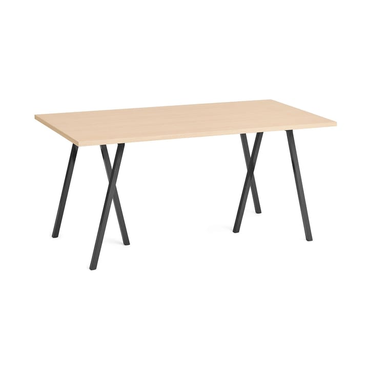 Loop Stand eettafel 77,5x160 cm - Black-black linoleum-lacq. oak - HAY