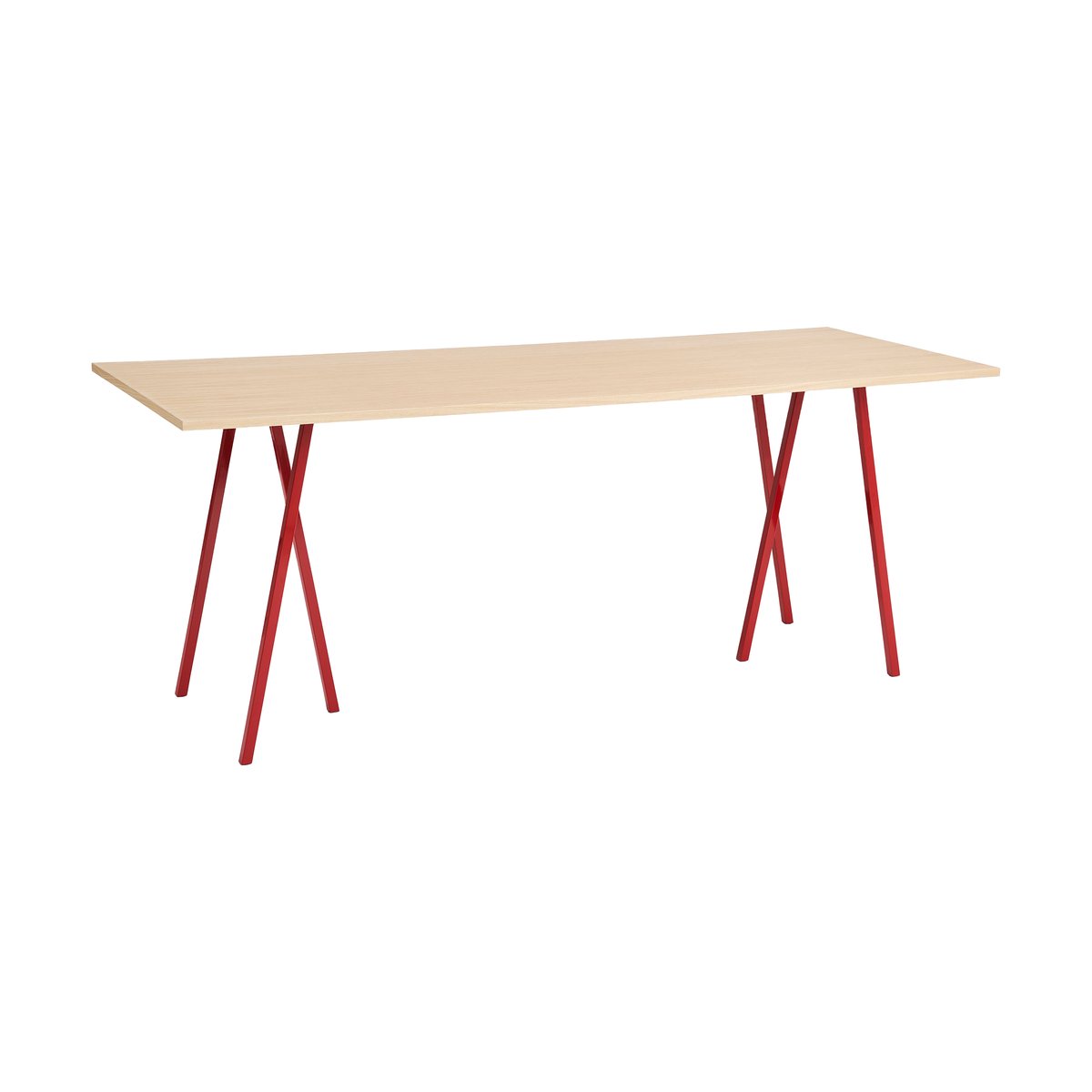 HAY Loop Stand eettafel 92,5x250 cm Maroon red-clear lacq. oak