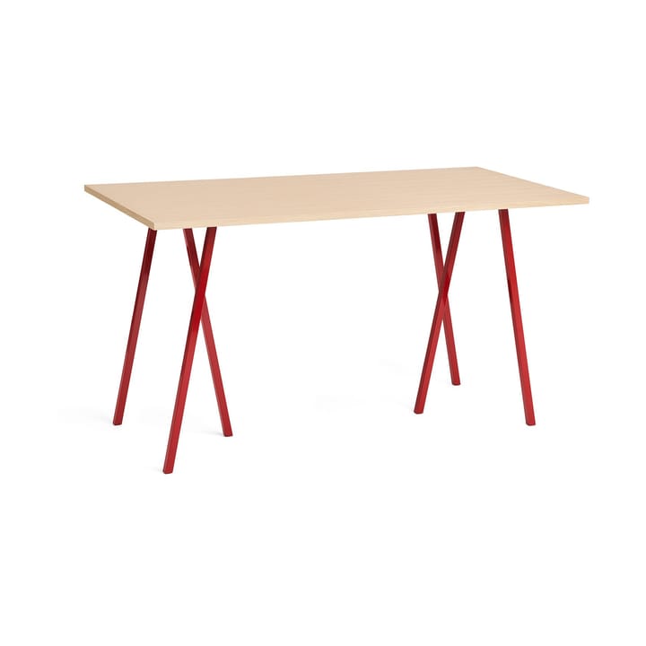 Loop Stand incl. support eettafel 87,5x180 cm - Maroon red-clear lacq. oak - HAY