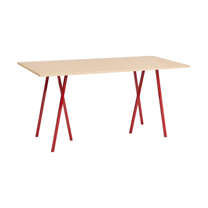 Loop Stand incl. support eettafel 92,5x200 cm - Maroon red-clear lacq. oak - HAY