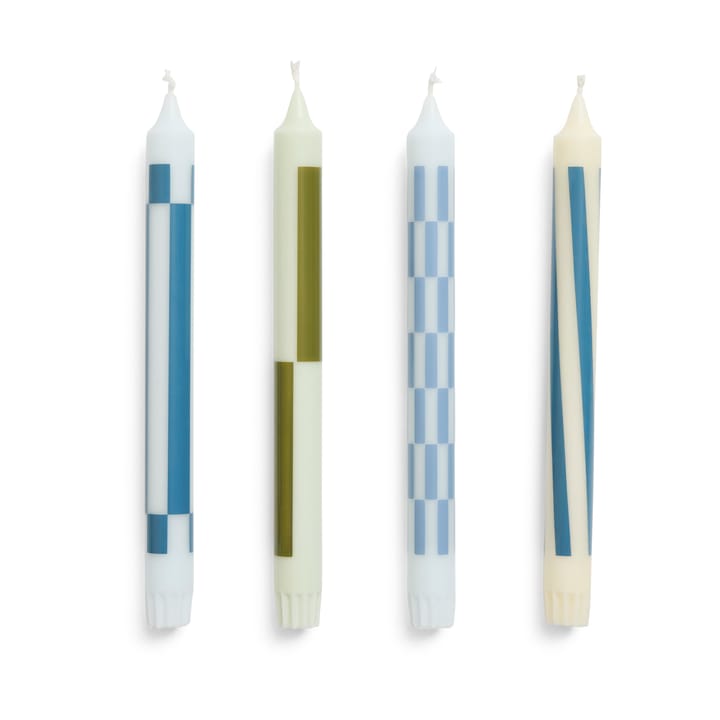 Pattern kaarsen mix 4-pack - Green-blue - HAY