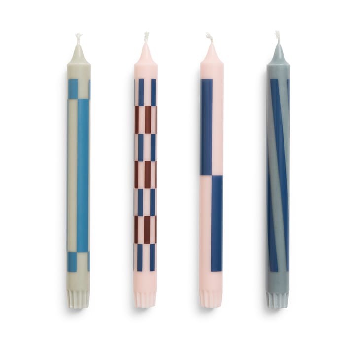 Pattern kaarsen mix 4-pack - Light pink-blue - HAY