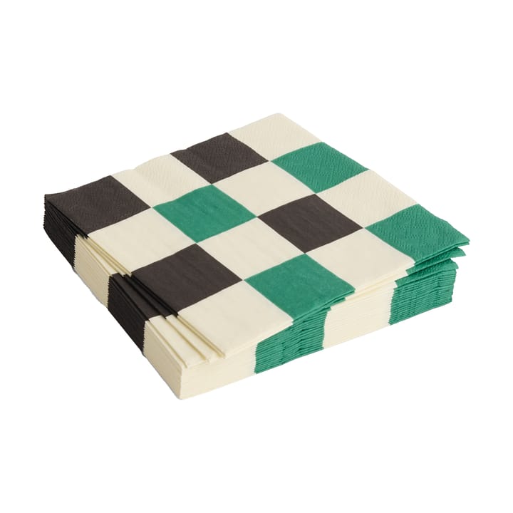 Pattern Lunch Check servet 33x33 cm 20-pack - Off white-green-black M - HAY